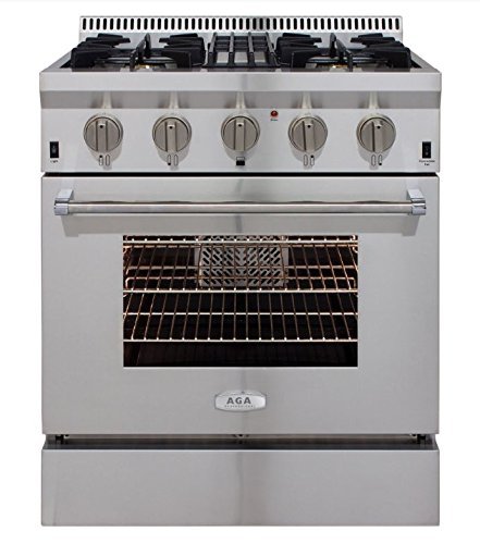 AGA APRO30DFSS 30" Professional Dual Fuel Range with RapidBake Convection, Stainless Steel N2