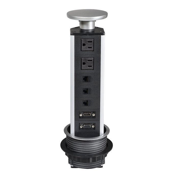 Tabletop Power Data Center Pulling Pop Up Power Socket 2 US Plugs 3 RJ45 Ports DHMI +VGA PTabletop Safe Hidden... N4
