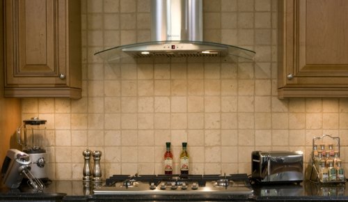 Faber Designer Collection TRAT36SS 36" Tratto Wall Mount Chimney Range Hood 600 CFM Internal Pro Blower 2 Halogen... N6
