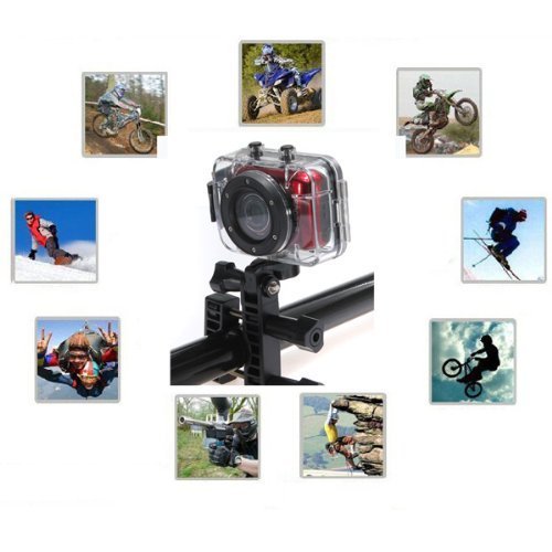 Water & Wood Red 720P 1280720 HD Outdoor Sport Helmet Action Camera Mini DV Camcorder Waterproof Drive Record... N4