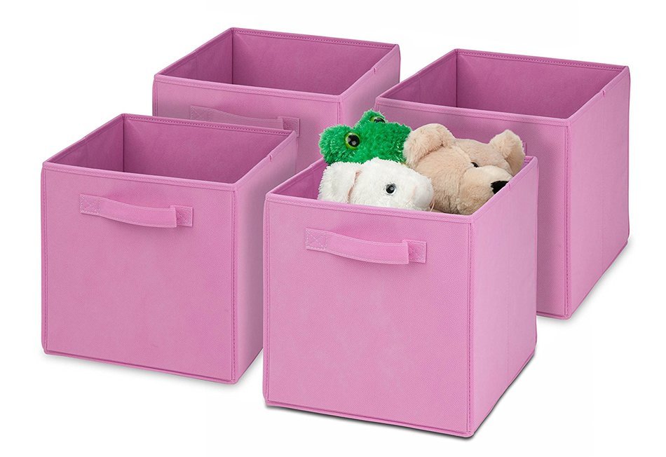 Honey-Can-Do SFT-01762 Kids Storage Bins, Soft and Foldable Organizers, Pink N16