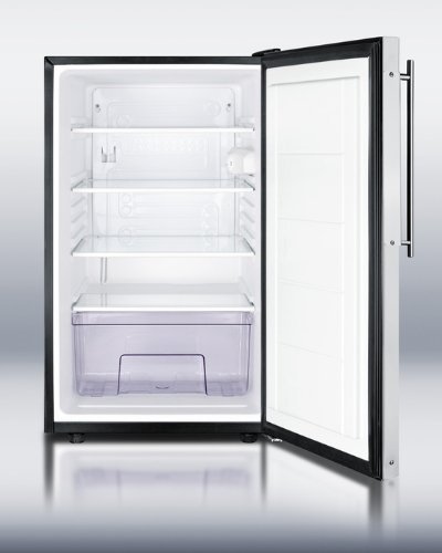 Summit FF521BLFRADA: ADA Compliant 20" wide counter height all-refrigerator, auto defrost with a lock and stainless... N2