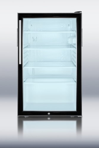 Summit SCR500BL7HV: Commercially listed 20" wide glass door all-refrigerator for freestanding use, auto defrost... N2