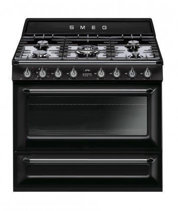 Smeg TRU90BL 36" Victoria Dual Fuel Range with 5 Burners 18K BTU Cooktop 4.4 cu. ft. Capacity with 8 Cooking Modes...