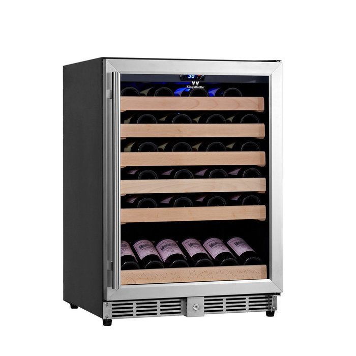 KingsBottle 98 Bottle Single Zone Wine Cooler, Black with Glass Door N12
