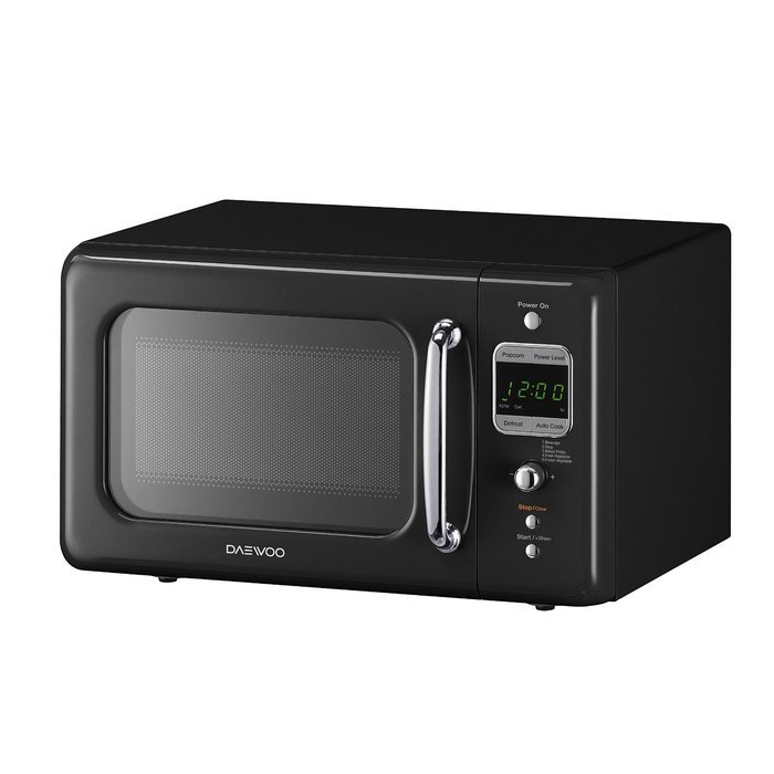 Daewoo Retro Microwave Oven 0.7 Cu Ft, Piano Black 700W N2