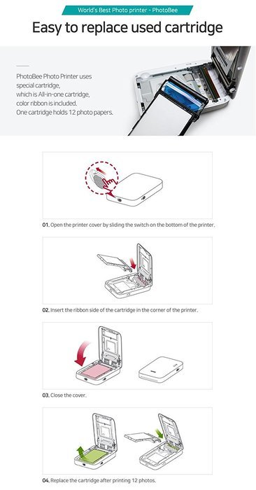 PhotoBee Portable Photo Printer-Pink N4