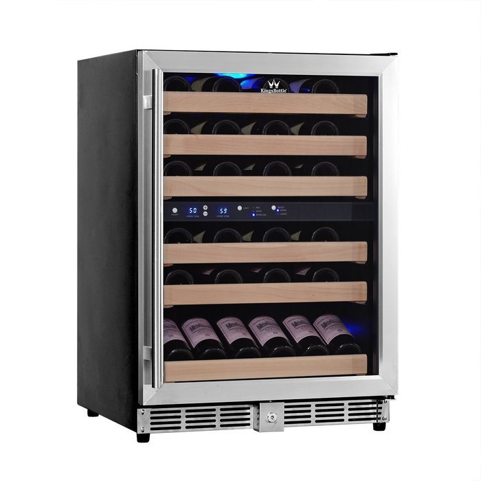 KingsBottle 50 Bottle Dual Zone Wine Cooler, Black N11