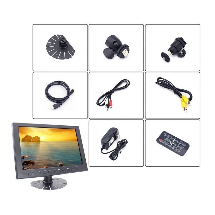 Sourcingbay 10.1 Inch TFT LCD IPS Monitor with HDMI/VGA/AV/USB/Audio/ Input Support Max Resolution... N4