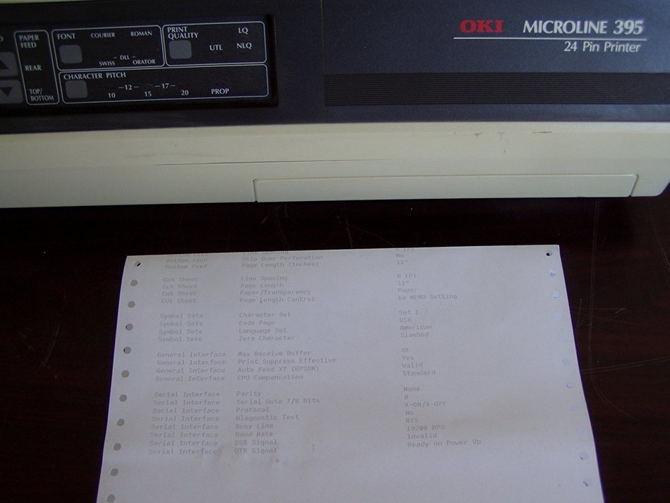 OKI MICROLINE 395 24 PIN Wide Format Dot Matrix Printer W/Test Prints ...