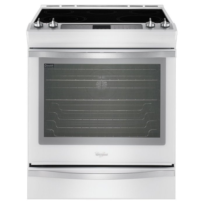 Whirlpool WEE760H0DH Ice Collection 30" White Ice Electric Slide-In Smoothtop Range - Convection