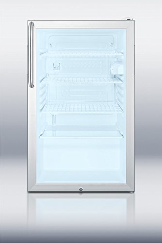 Summit SCR450L7TB 20" Commercially Listed Compact Refrigerator With 4.1 cu. ft. Capacity Glass Door Factory Installed... N3
