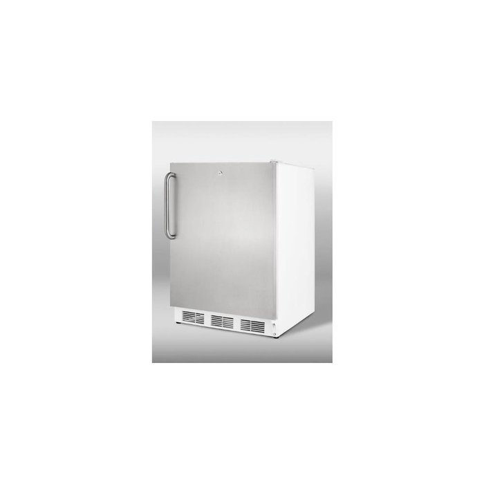 Summit CT66LSSTBADA: ADA compliant refrigerator-freezer for freestanding use, with lock, white cabinet, stainless... N2