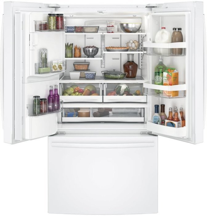 GE White French-Door Bottom Freezer Refrigerator N9