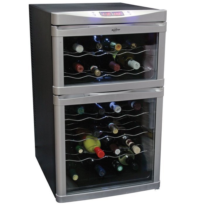 Koolatron WC24 Black 24 Bottle Digital Temperature Control Dual-Zone Wine Cellar