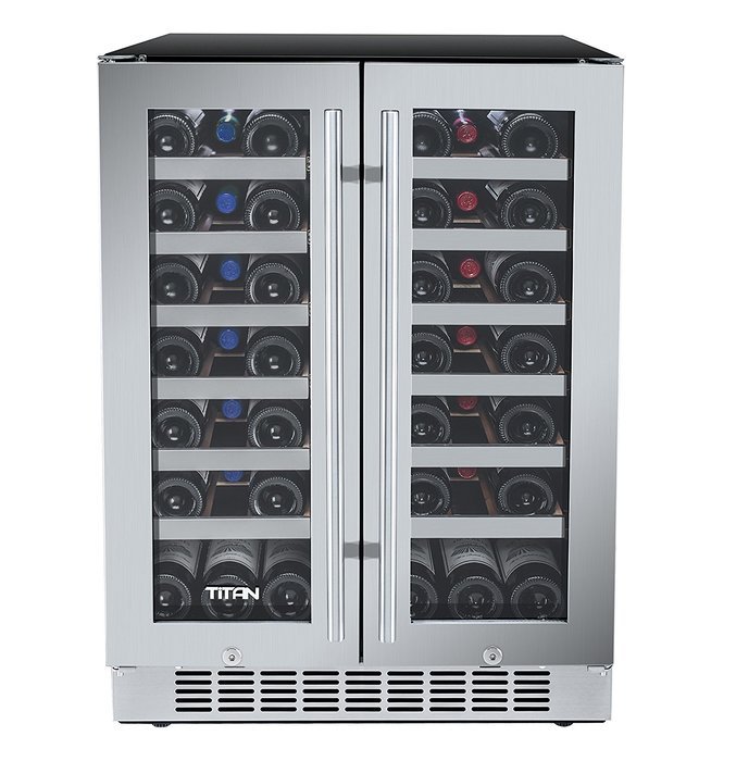 Titan 24 Inch Built-in Dual Zone French Door Wine Refrigerator N2