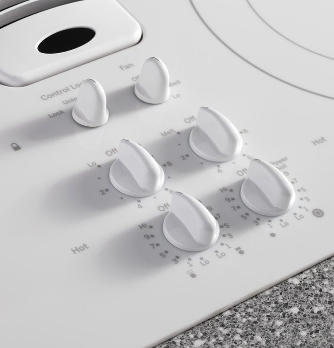 GE Profile 30" White Electric Cooktop With Downdraft N3
