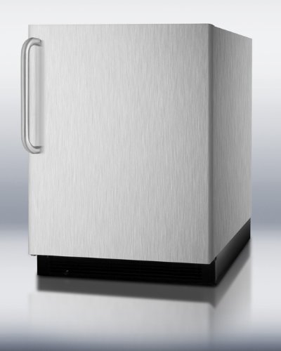 Summit BI605BCSS: 6 cu.ft. built-in undercounter refrigerator-freezer in complete stainless steel finish
