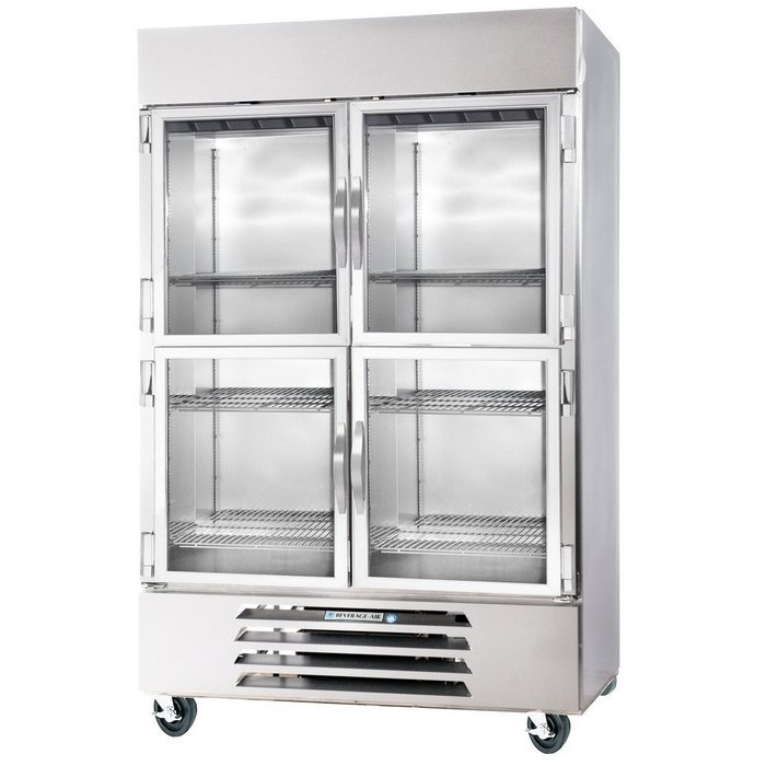 Beverage-Air HBR49-1-HG 52" Horizon Series Two Section Glass Half Door Reach-In Refrigerator 49 cu.ft. Capacity...