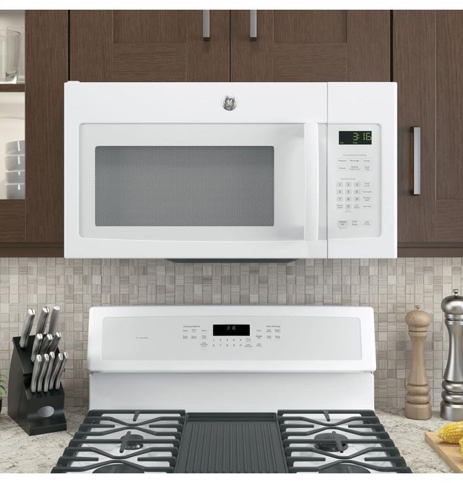 GE JNM3163DJWW 1.6 Cu. Ft. White Over-the-Range Microwave N4