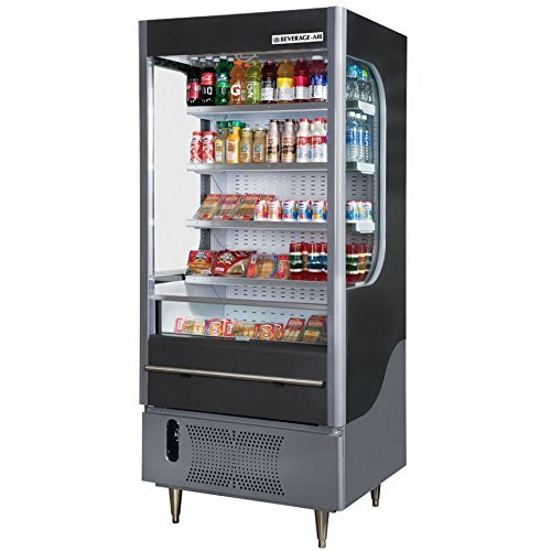 Beverage Air VM7-1-B Open Air Merchandiser w/ Glass Sides, Black, 7-cu ft