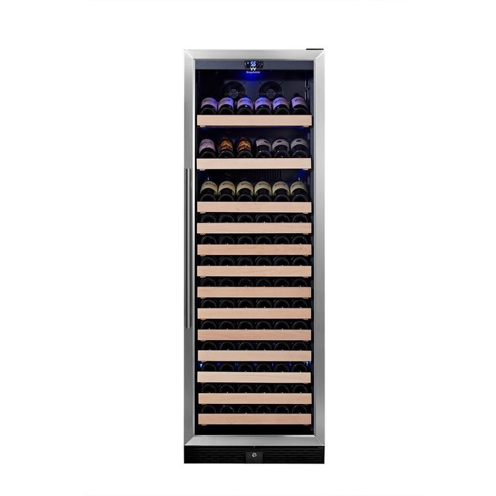 KingsBottle 98 Bottle Single Zone Wine Cooler, Black with Glass Door N15