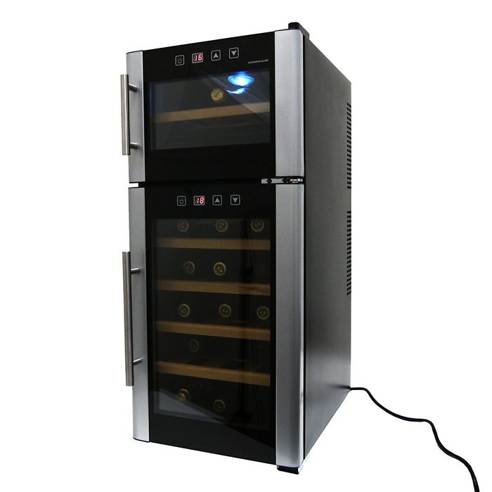 HOMEIMAGE Thermo Electric DUAL ZONE wine cooler 21 bottles with wooden rack ~ HI-21CD