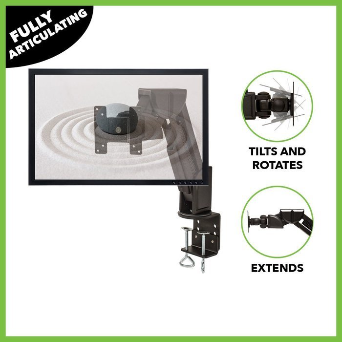 NavePoint Adjustable Single Arm LCD Monitor Stand Desk Mount C-Clamp For 1 Screen Up To 24... N3