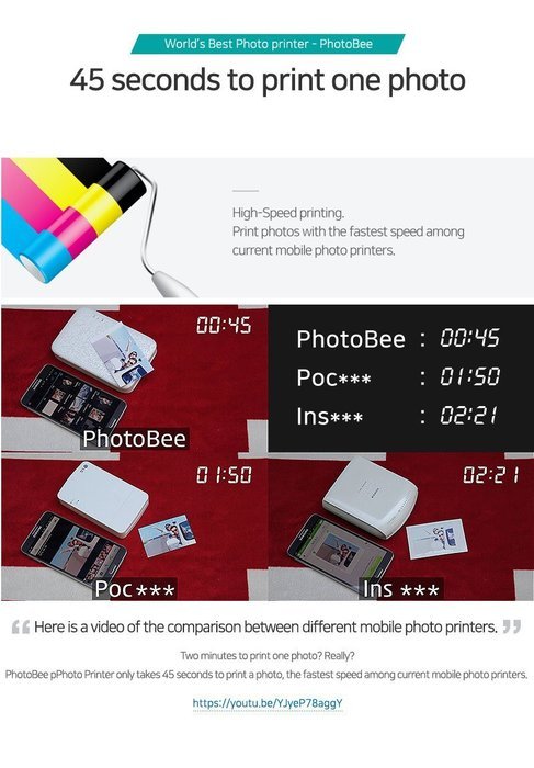 PhotoBee Portable Photo Printer-Pink N6