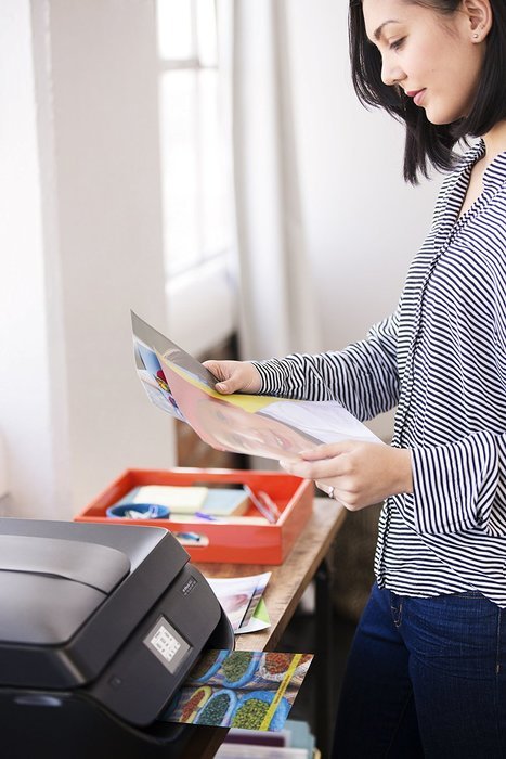 HP OfficeJet 4650 Wireless All-in-One Photo Printer with Mobile Printing, Instant Ink ready (F1J03A) N8