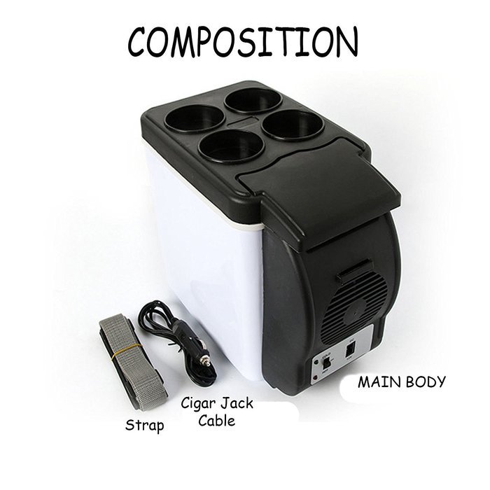 Portable Refrigerator for Car Cigar Jack Cool / Hot Mode Shoulder Strap 6L 12V N8