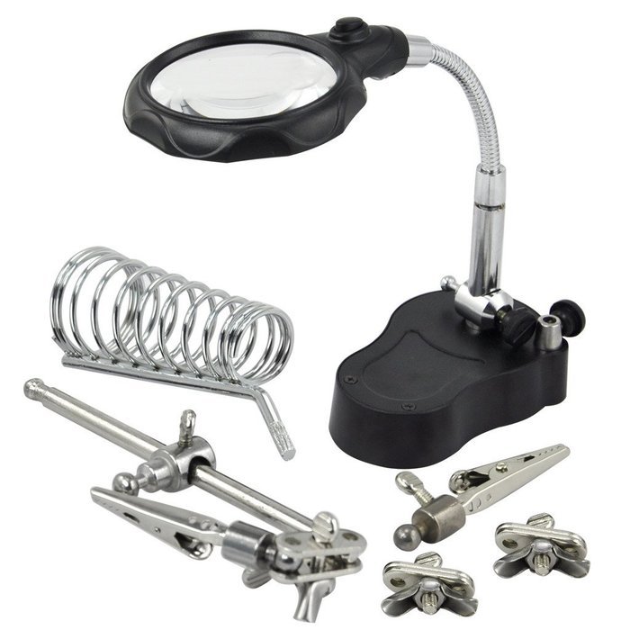 Topro Soldering Stand Workbench LED Lighting Magnifying Glass Kit N2