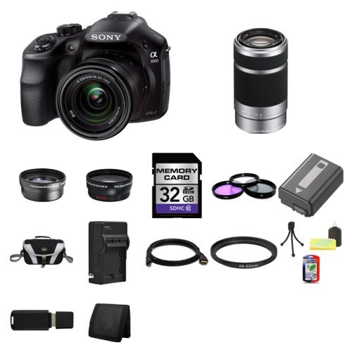 Sony A3000, ILCE-3000K, ILCE-3000KB, 20. 1MP Interchangeable Lens Camera with 18-55mm Zoom Lens (Black) with Sony... N5