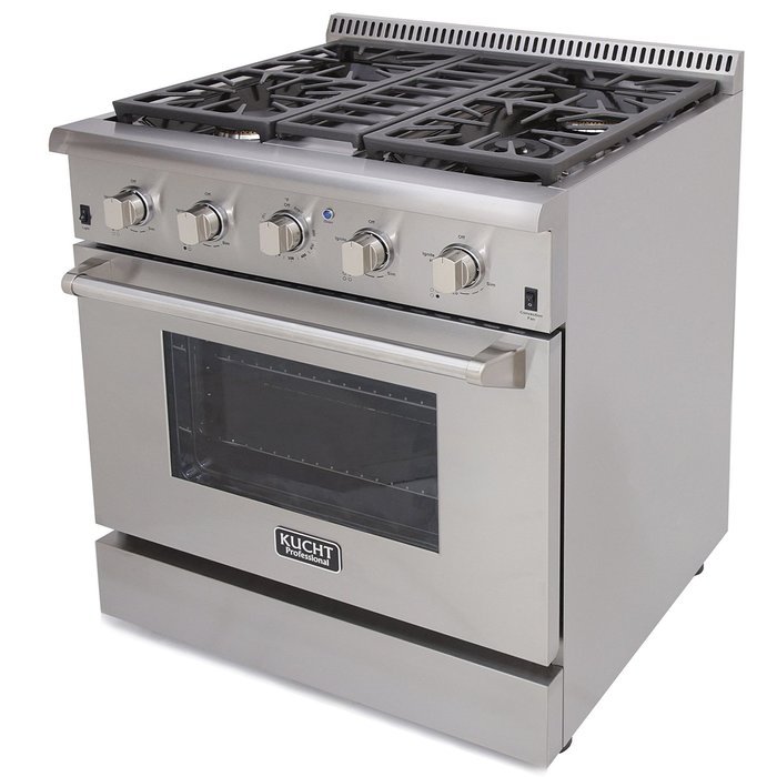 Kucht KRG3080U 30" Professional-Class Natural Gas Gas Range with 4.2 cu. ft. Convection Oven, 4 Top Burners,... N2