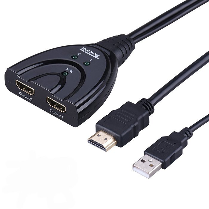 Tendak HDMI Splitter 1 in 2 out HDMI Splitter Amplifier for Dual Display Support Ultra HD 4K x 2K, 3D, Full HD... N11