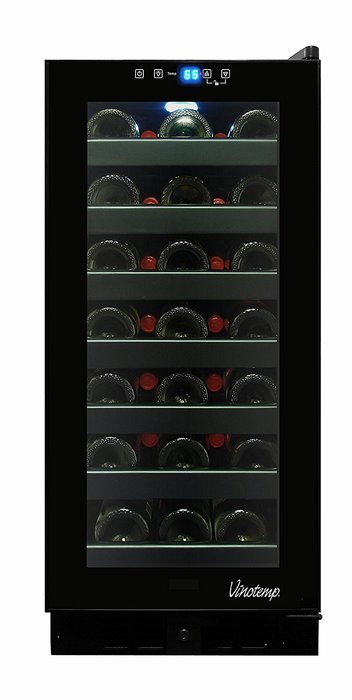 Vinotemp 33-Bottle Wine Cooler with Touch Screen Temperature Controls, Black