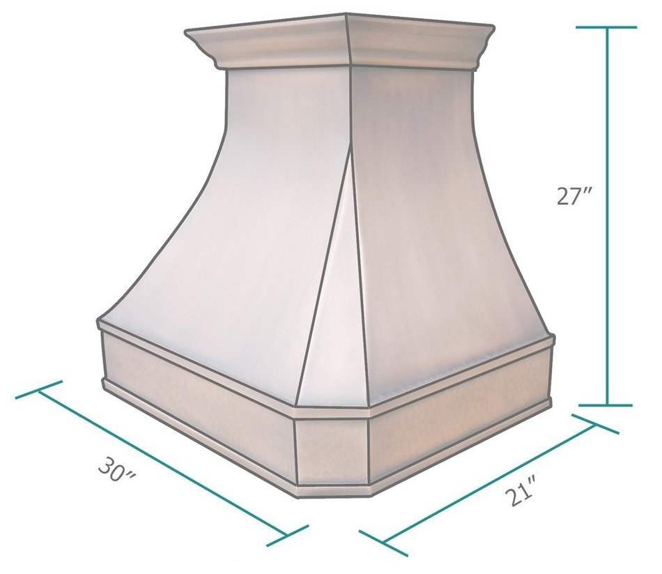 Copper Best H3302127L Kitchen Hood, 16 Gauge Solid Copper Antique Finish N2