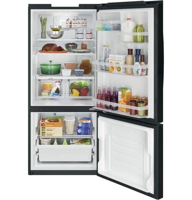 GE Black Bottom Freezer Refrigerator N8
