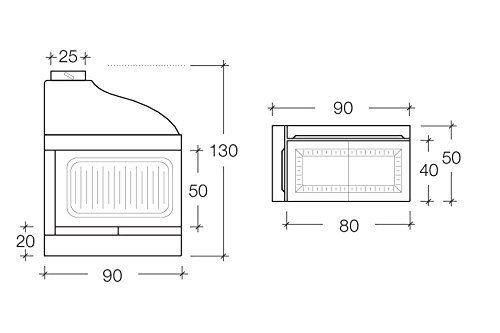 Masonry Wood Burning Cast Iron Fireplace "Ghisafort A90" N2