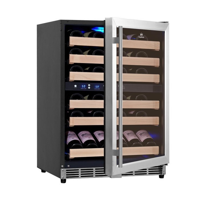 KingsBottle 50 Bottle Dual Zone Wine Cooler, Black N18