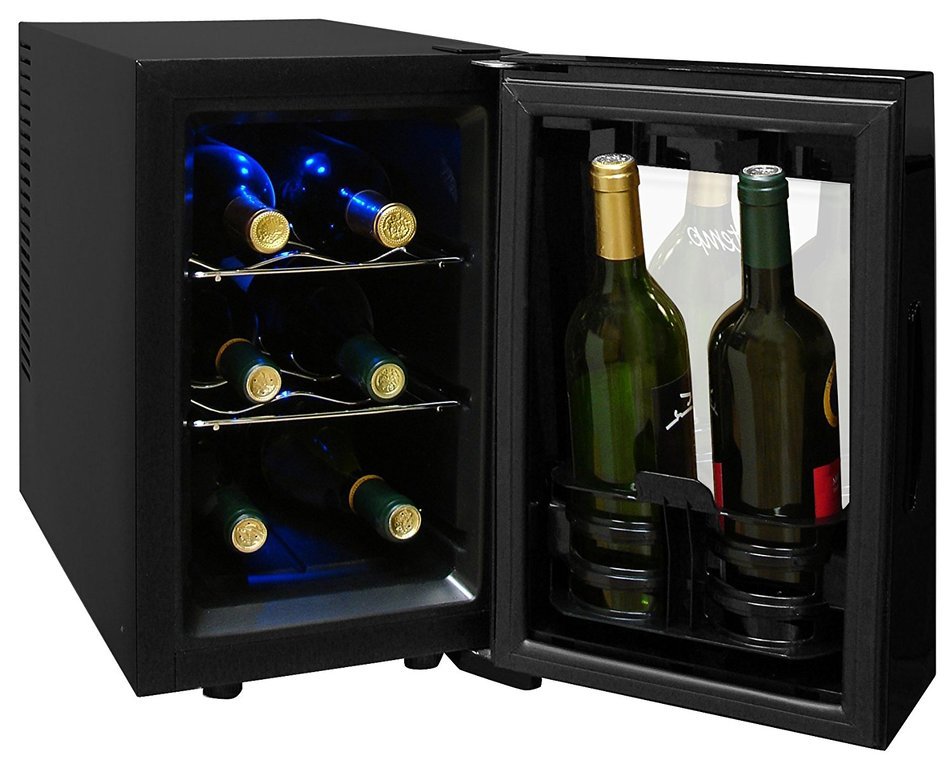 Vinotemp VT-8TEDTS-ID 8-Bottle Thermoelectric Wine Cooler, Black N3