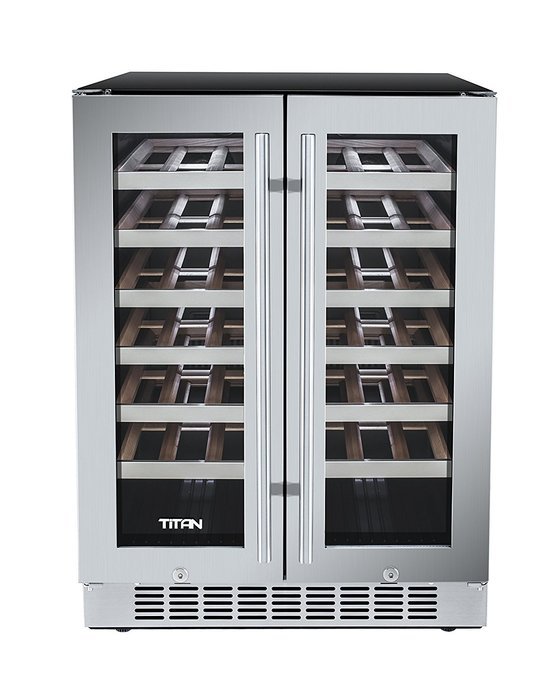 Titan 24 Inch Built-in Dual Zone French Door Wine Refrigerator N4