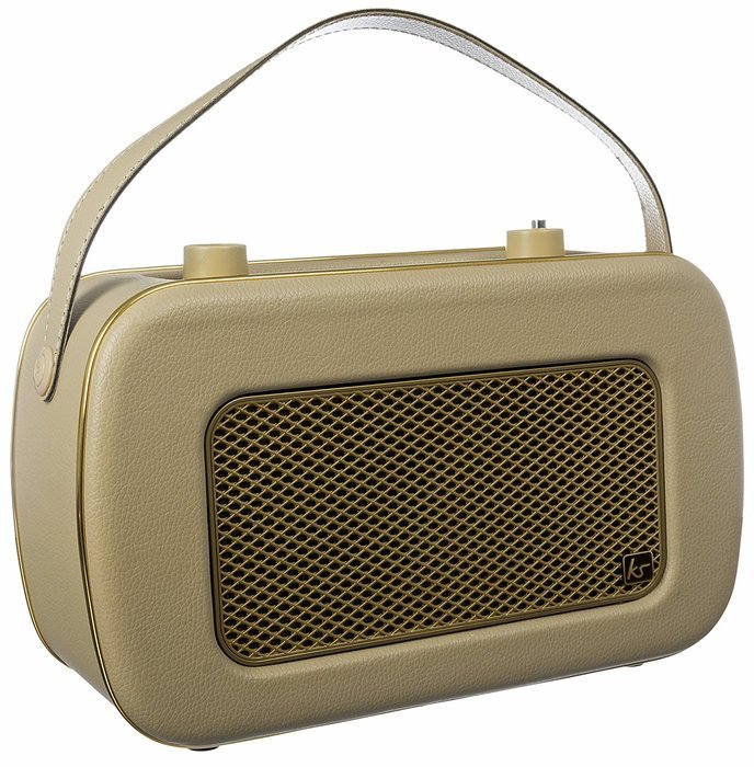 KitSound Jive Retro Portable DAB Radio with Dual Alarm Clock and Carry Handle - Cream/ Gold N6