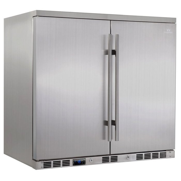 KingsBottle 140 Can Outdoor Beverage Cooler, Solid Stainless Steel Door N3