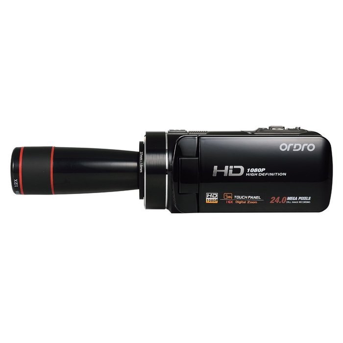 Ordro HDV-Z18 Plus Full HD 1080P Digital Video Camcorder Camera DV 3 inch TFT LCD Rotation Touch Screen with Teleconverter... N7