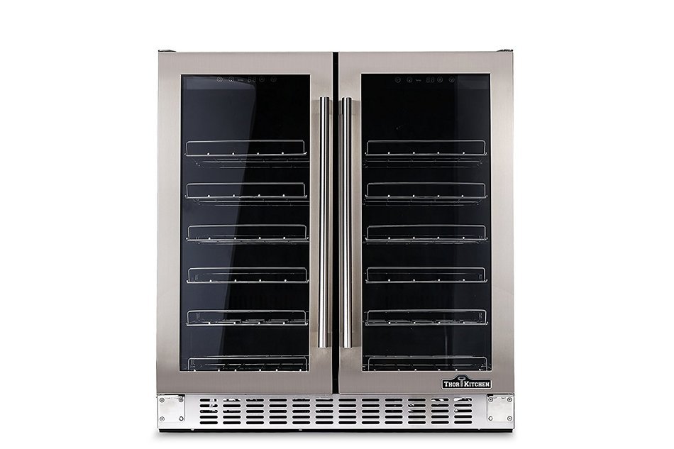 Thorkitchen JC-116A2EQ 36 Bottle 24" Built-in & Free Standing Dual Zone Wine Cooler, Stainless Steel N4