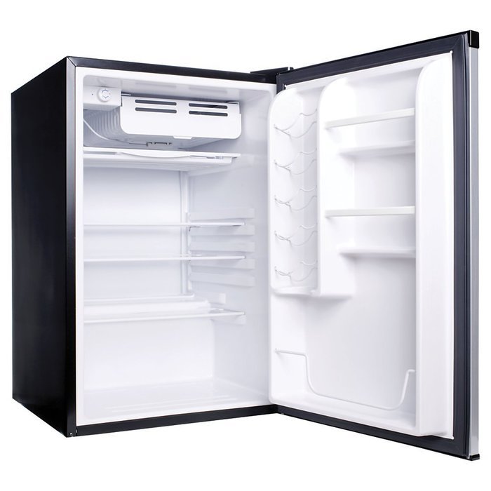 Haier 4.5 Cu Ft Compact Refrigerator, Virtual Stainless Steel/Black N3