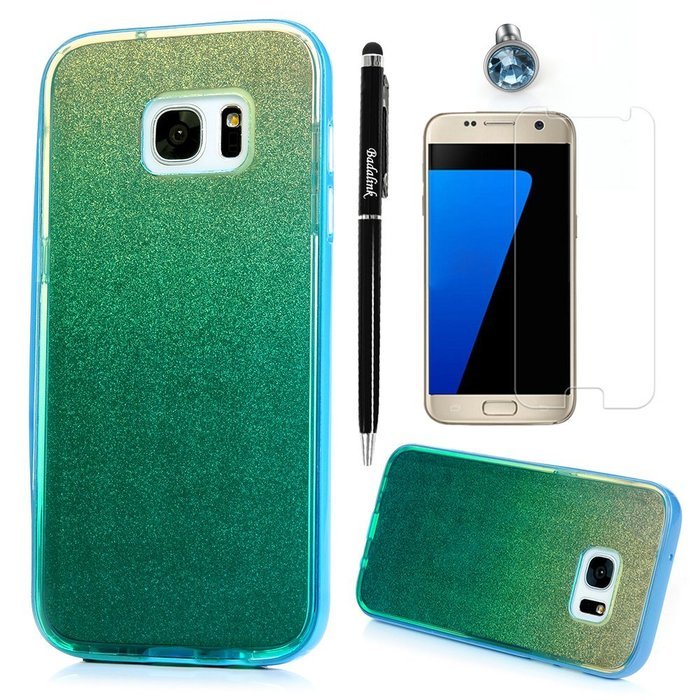 Badalink Galaxy S7 Edge Case 3 in 1 Shockproof Drop Protection Soft TPU Protective Inner Bumper + PC Frame with... N16