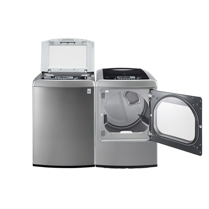 LG Graphite 4.5 Cu Ft Front Control Top Load Washer and 7.3 Cu Ft Steam ELECTRIC DRYER WT1201CV_DLEY1201V N2