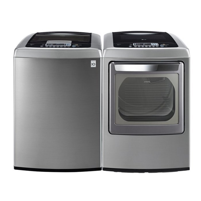 LG Graphite 4.5 Cu Ft Front Control Top Load Washer and 7.3 Cu Ft Steam ELECTRIC DRYER WT1201CV_DLEY1201V N3